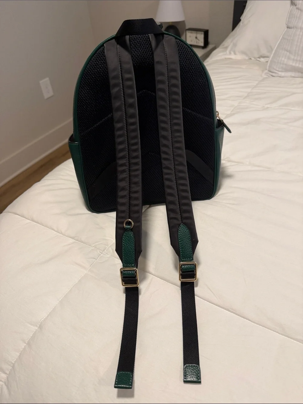 Coach Dark Green Pebbled Leather Mini Backpack with Gold Hardware